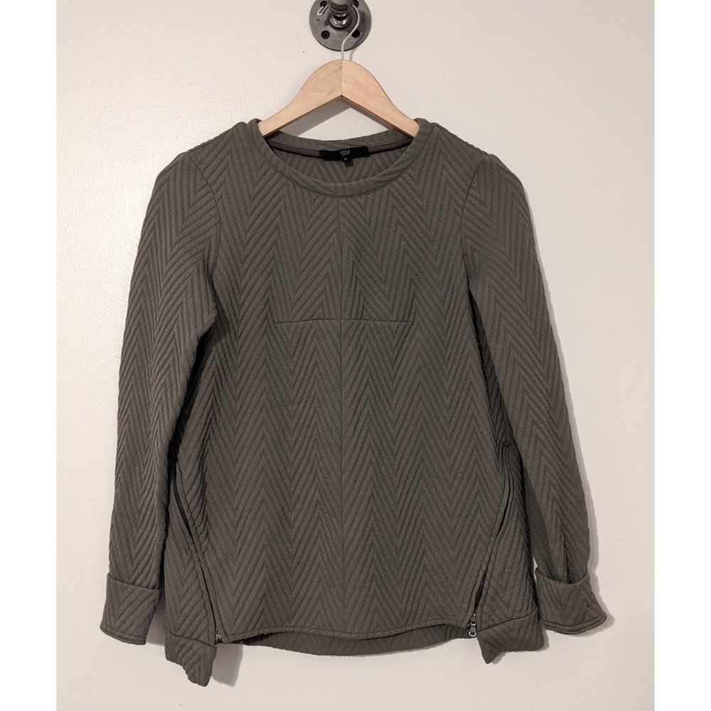 Tibi Olive Green Quilted Pullover Sweater Size 4